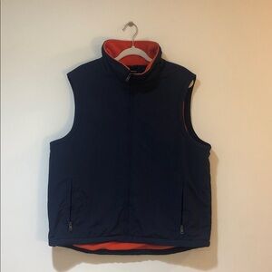 L.L. Bean Navy Vest with Vibrant Orange Lining